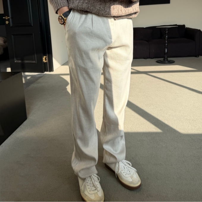 brunello cucinelli 25ss tencel linen tailored trousers